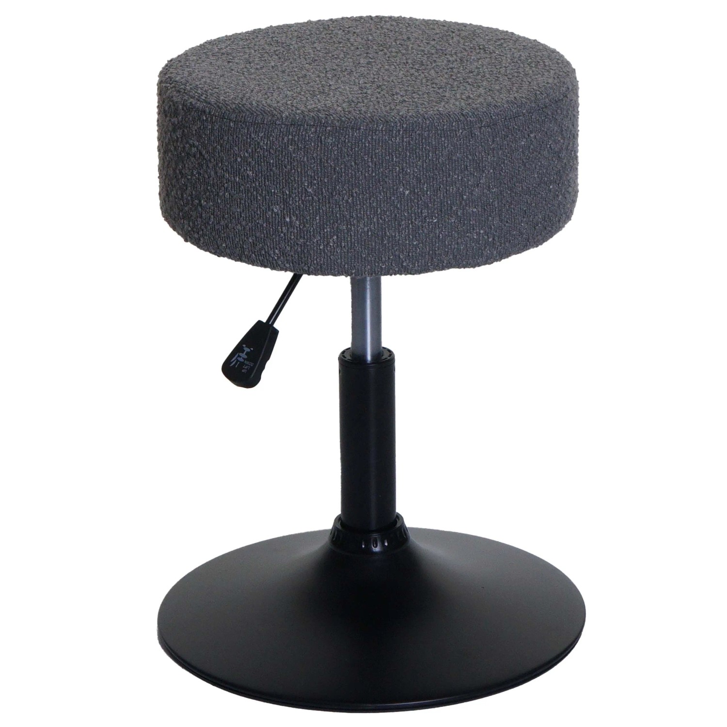 MCW Hocker C22 Höhenverstellbar Drehbar Ø 37cm Stoff Bouclé Dunkelgrau