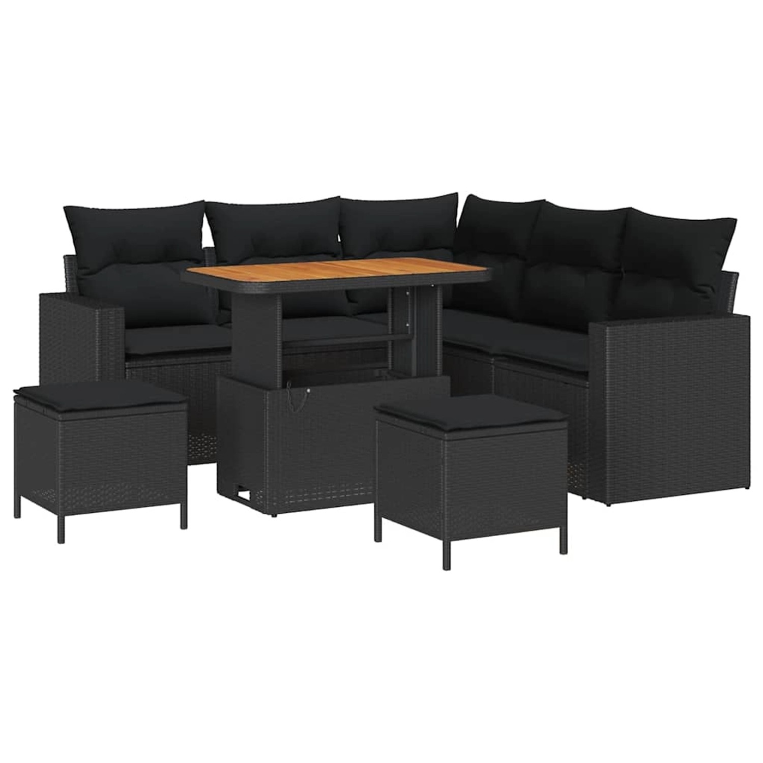 vidaXL Garten-Sofa-Set 8-Tlg Schwarz Poly Rattan 3361614 günstig online kaufen