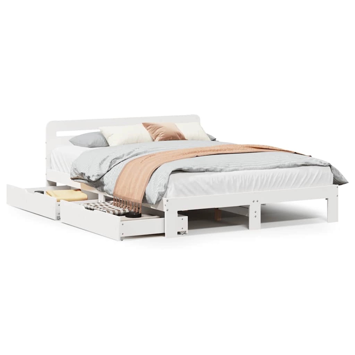 vidaXL Massivholzbett ohne Matratze Weiß 140x190 cm Kiefernholz 3309873 günstig online kaufen