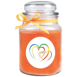 HS Candle Duftkerze im Glas mit Herzen, Duft Honigmelone Orange.