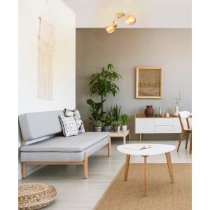 Näve Spot-Deckenleuchte Libby, 2-flammig, Messing, im Wohnraum.