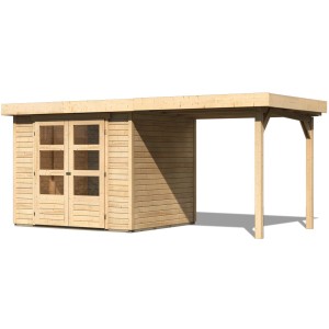 Karibu Express Gartenhaus Speedy B Set mit Schleppdach, naturbelassen.