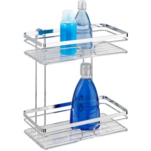 Wenko Wandablage Premium mit 2 Etagen aus glänzendem Edelstahl, zur Bad- und WC-Organisation.