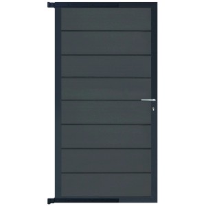GartenLand Steckzauntor Norderney, 90x175 cm, WPC Schiefergrau, Aluminium Anthrazit.