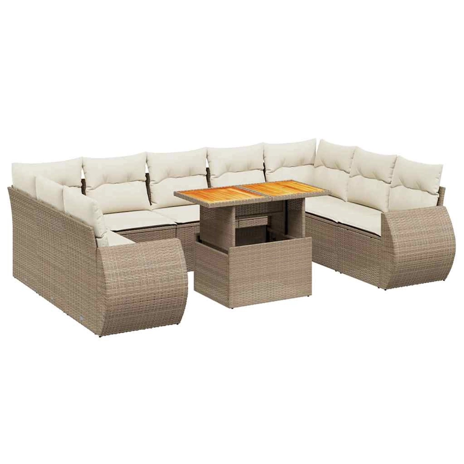 vidaXL 10-Tlg Garten-Sofagarnitur mit Kissen Beige Poly Rattan 3272339 günstig online kaufen
