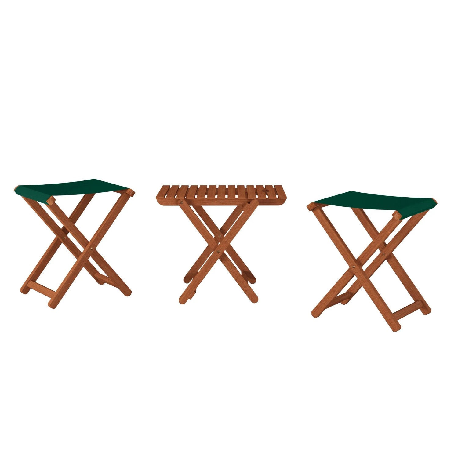 Erst-Holz Gartenhocker Klappbar X-Stuhl Dunkel mit Grün 10-210 Doppelpack mit Tisch