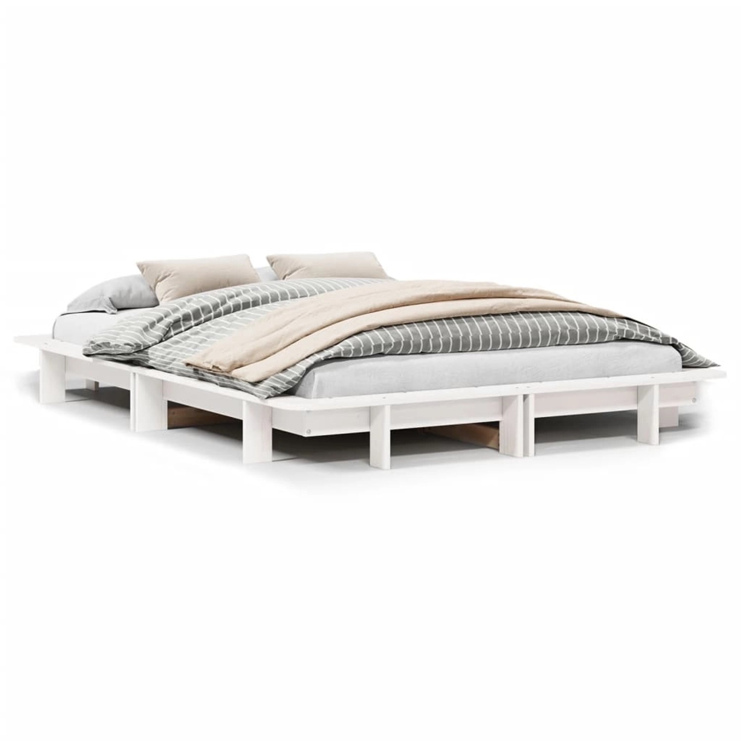 vidaXL Massivholzbett ohne Matratze Weiß 135x190 cm Kiefernholz 850675 günstig online kaufen