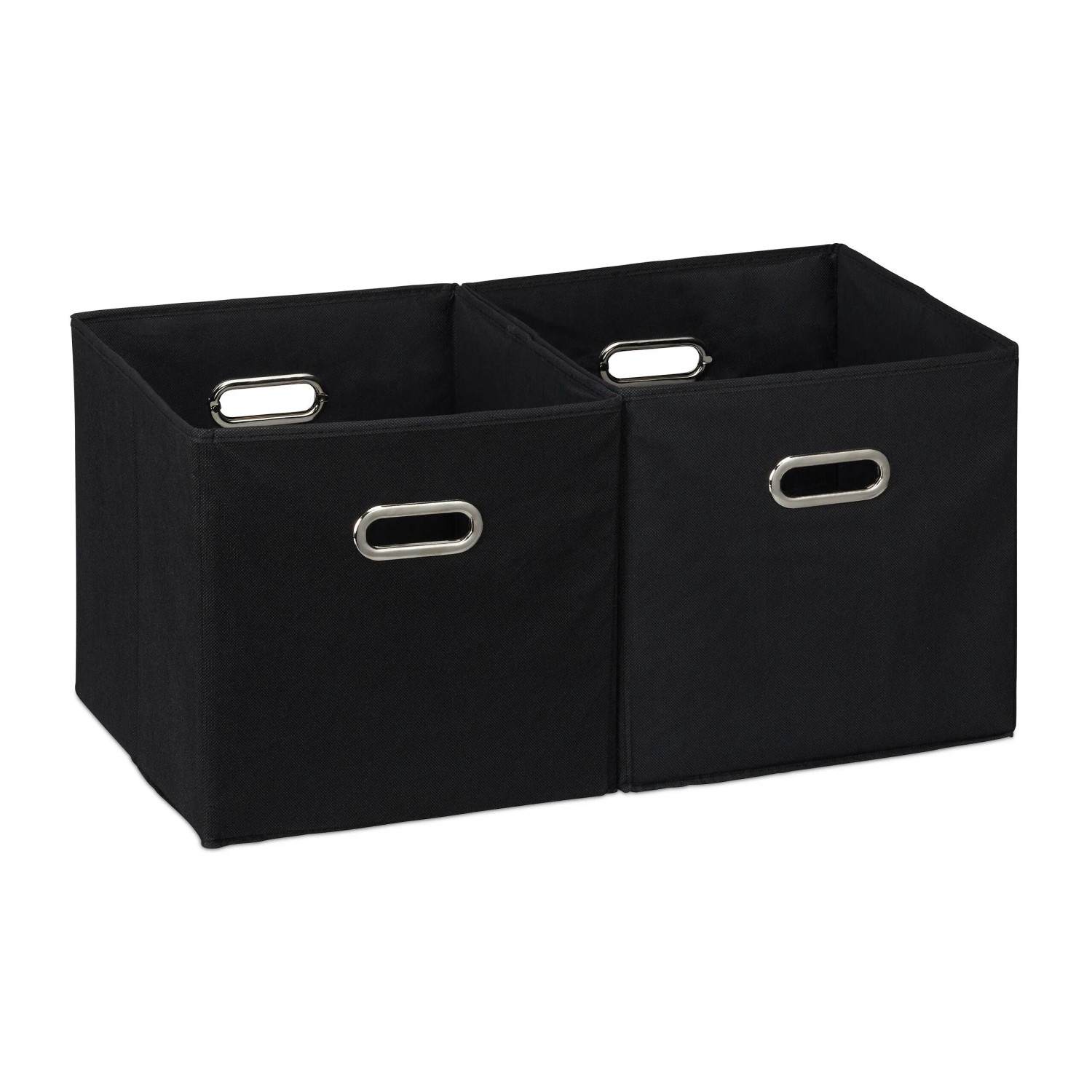 Relaxdays Aufbewahrungsbox 2er Set Baumwolle Schwarz Faltbar 32 cm x 33 cm x 33 cm