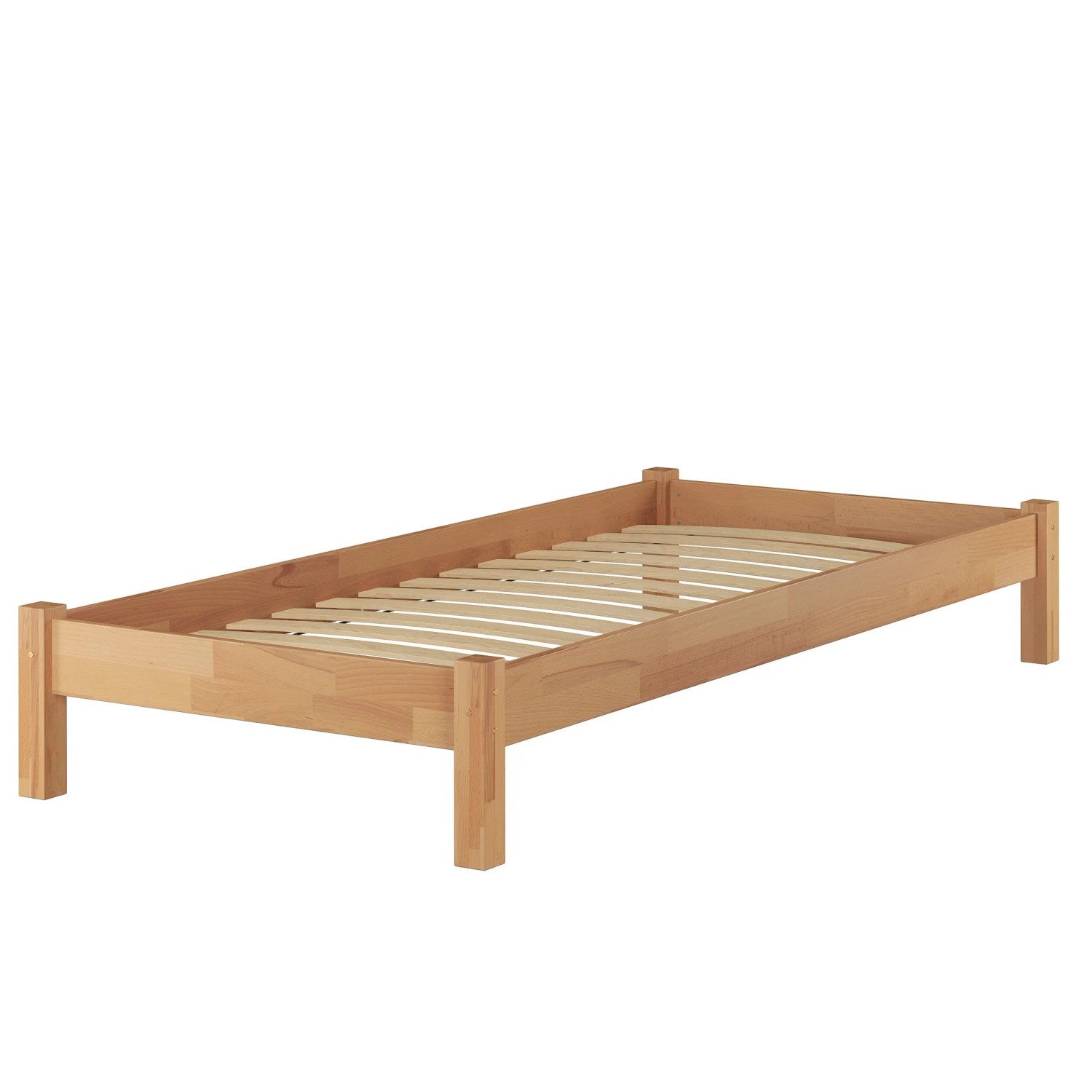 Erst-Holz Schönes Einzelbett 100 x 200 cm für Jugendliche und Erwachsene Buche Modell 84 Federleisten