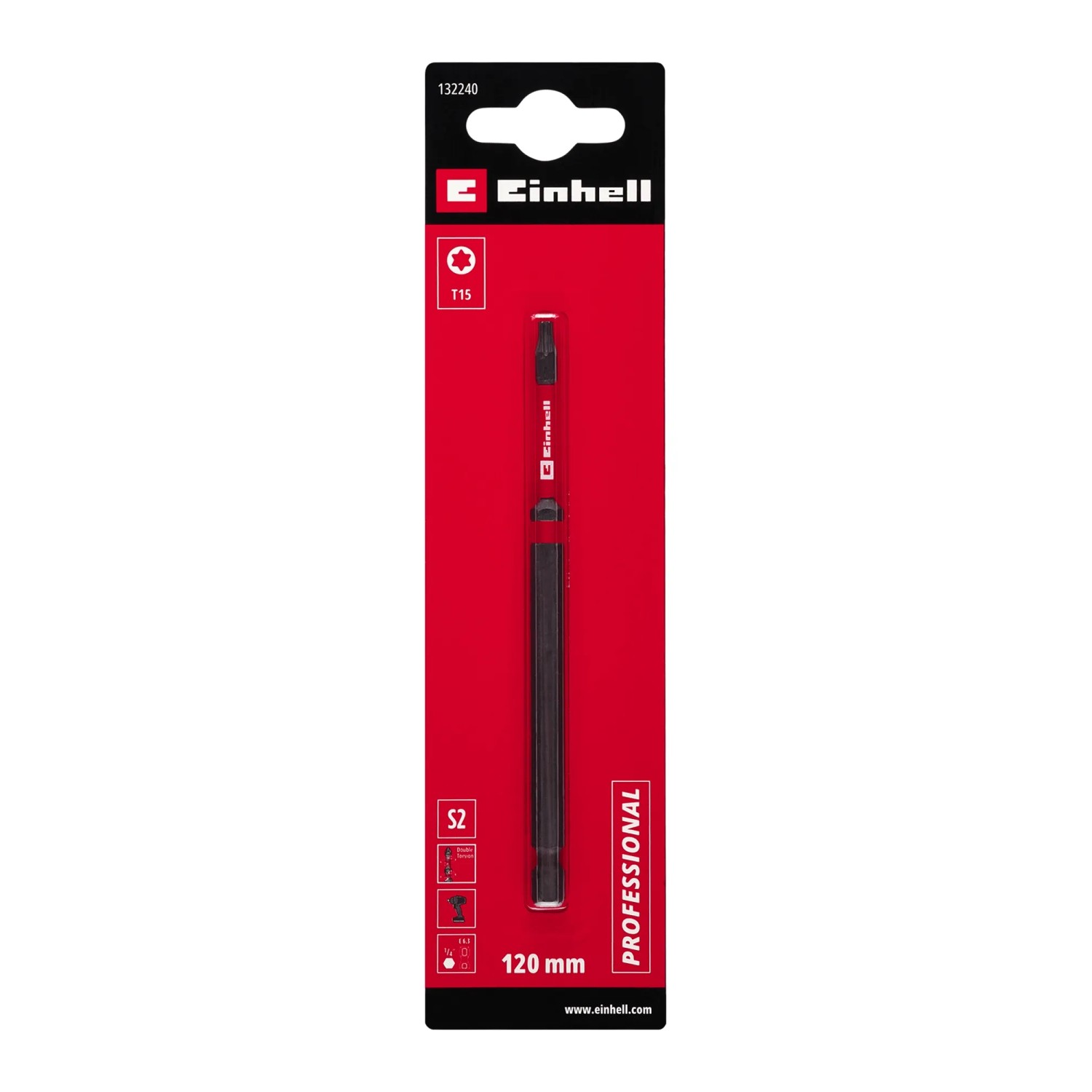 Einhell Impact Bit T15, 120 mm, mit Doppel-Torsion für Schraubendreher und Akkuschrauber.