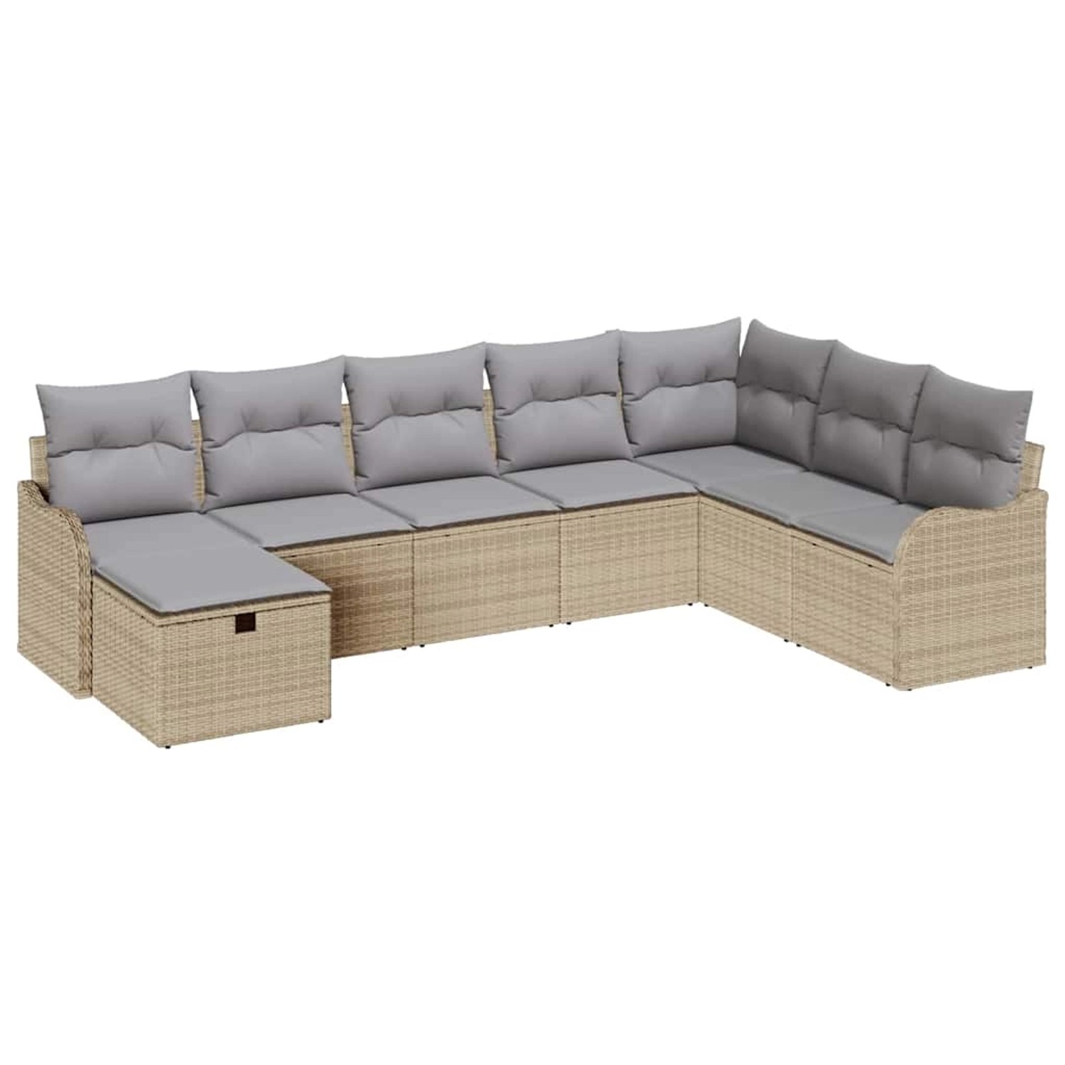 vidaXL Garten-Sofa-Set mit Kissen mit Speicher 8-Tlg Beige Poly Rattan 3360 günstig online kaufen