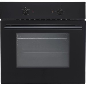 Schwarzer Respekta Einbaubackofen Richard AB100G-19 mit Glasfront und Drehknebel.