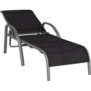 Sonnenliege Welsby, grau-mattes Aluminiumgestell mit schwarzer Textilen-Bespannung.