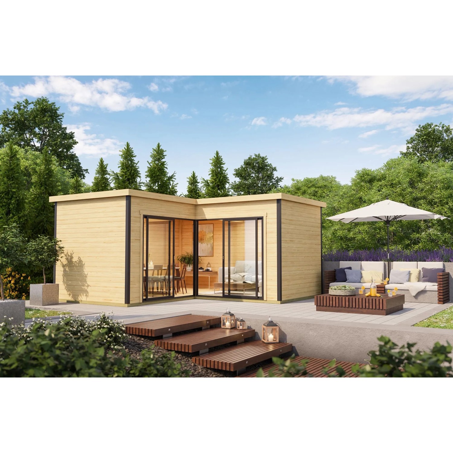 Lasita Gartenhaus Domeo 6 Natur/Unbehandelt 500 cm x 500 cm