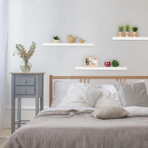 Relaxdays Wandregal 3er Set MDF Eisen Weiß 60 cm x 15 cm x 3,5 cm je 0,9 kg