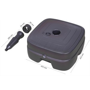 Anthrazitfarbener PE-Schirmständer (45 l) mit Adapter für Schirmstöcke (38-50 mm Ø).