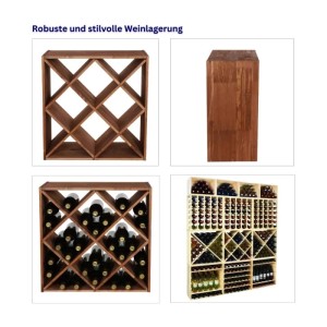 Modulares Weinregal Vincellar Modul aus geöltem Kiefernholz für 30 Flaschen.