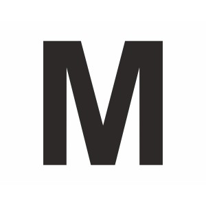 Schwarzer Aufkleber Buchstabe M, 6 cm hoch, aus PVC-Folie für Schilder.