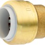 Steckkappe Ø 16 mm aus Messing für Steckfittings zum werkzeuglosen Verschließen von Rohren.