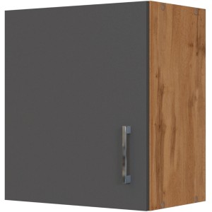Held Möbel Hängeschrank Sorrento, anthrazit/Wotaneiche, 50x57x34 cm. Küchen-Hängeschrank mit Metallgriff.