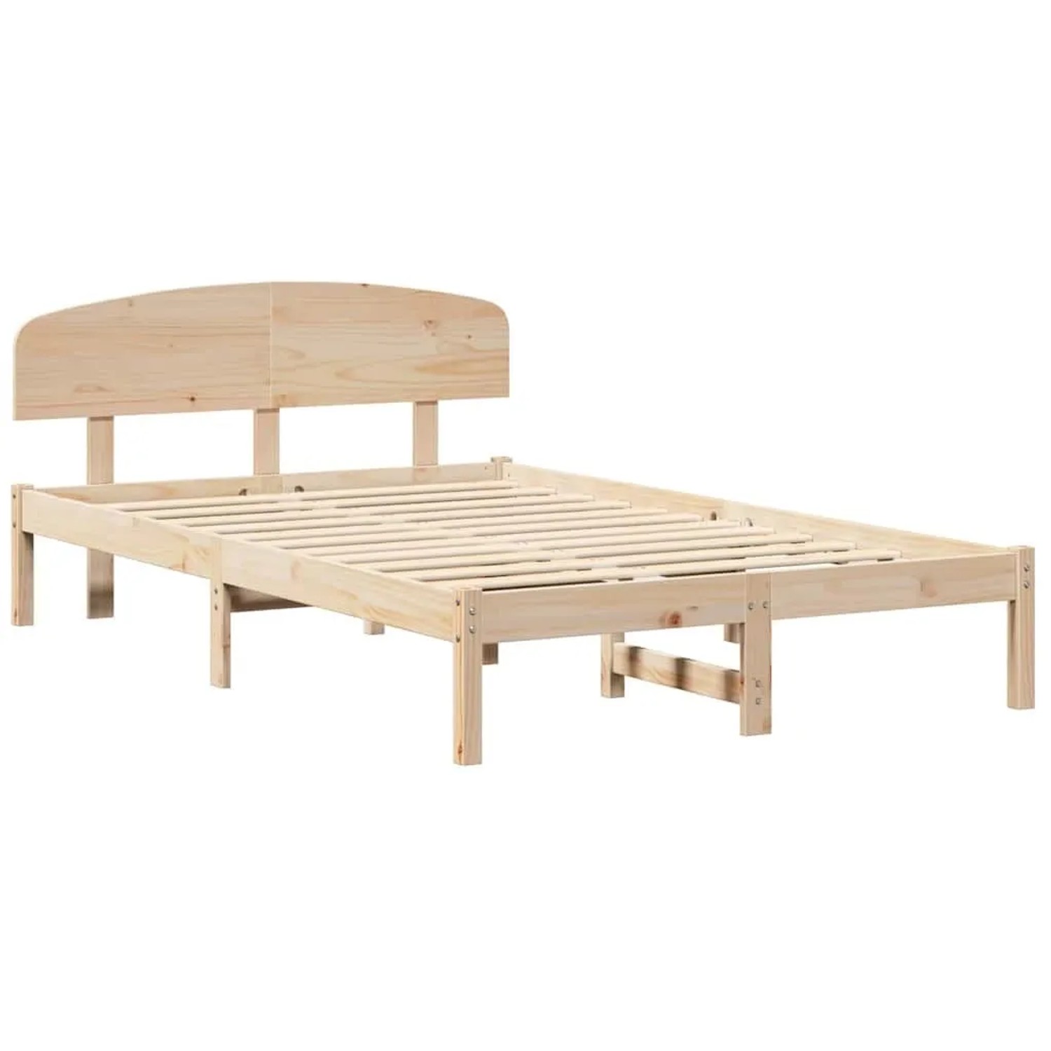 vidaXL Bettrahmen mit Kopfteil Natur 140 x 190 cm Massives Kiefernholz 872068