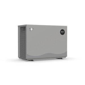 Summer Fun Wärmepumpe Style & Silence 15 kW, graue Pool Wärmepumpe mit digitaler Anzeige.