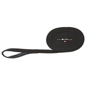 Schwarze Trixie Hunde-Schleppleine aus Baumwolle, 5 m lang, mit Handschlaufe.