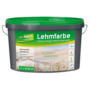 Eimer Pronatur Lehmfarbe, naturweiße, matte Wandfarbe für ca. 60-80 m².