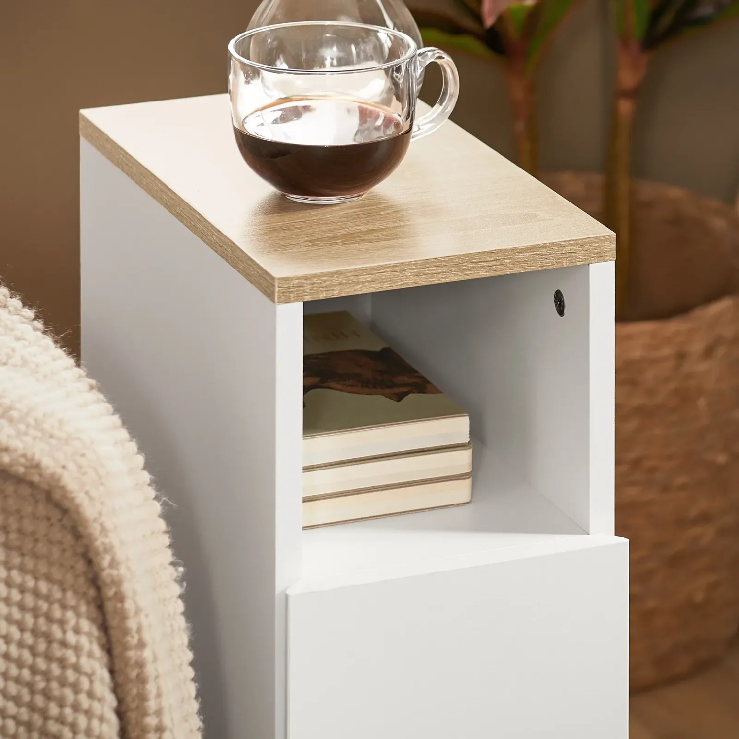 SoBuy Weißer Nachttisch FBT149-WN Schmal 20 cm breit mit 2 Schubladen kaufen bei OBI