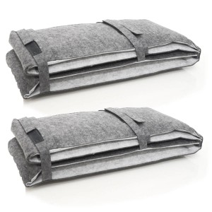 DuneDesign 2er Set Bierbank Auflagen 220x25cm mit Bodenschoner, anthrazit/hellgrau.