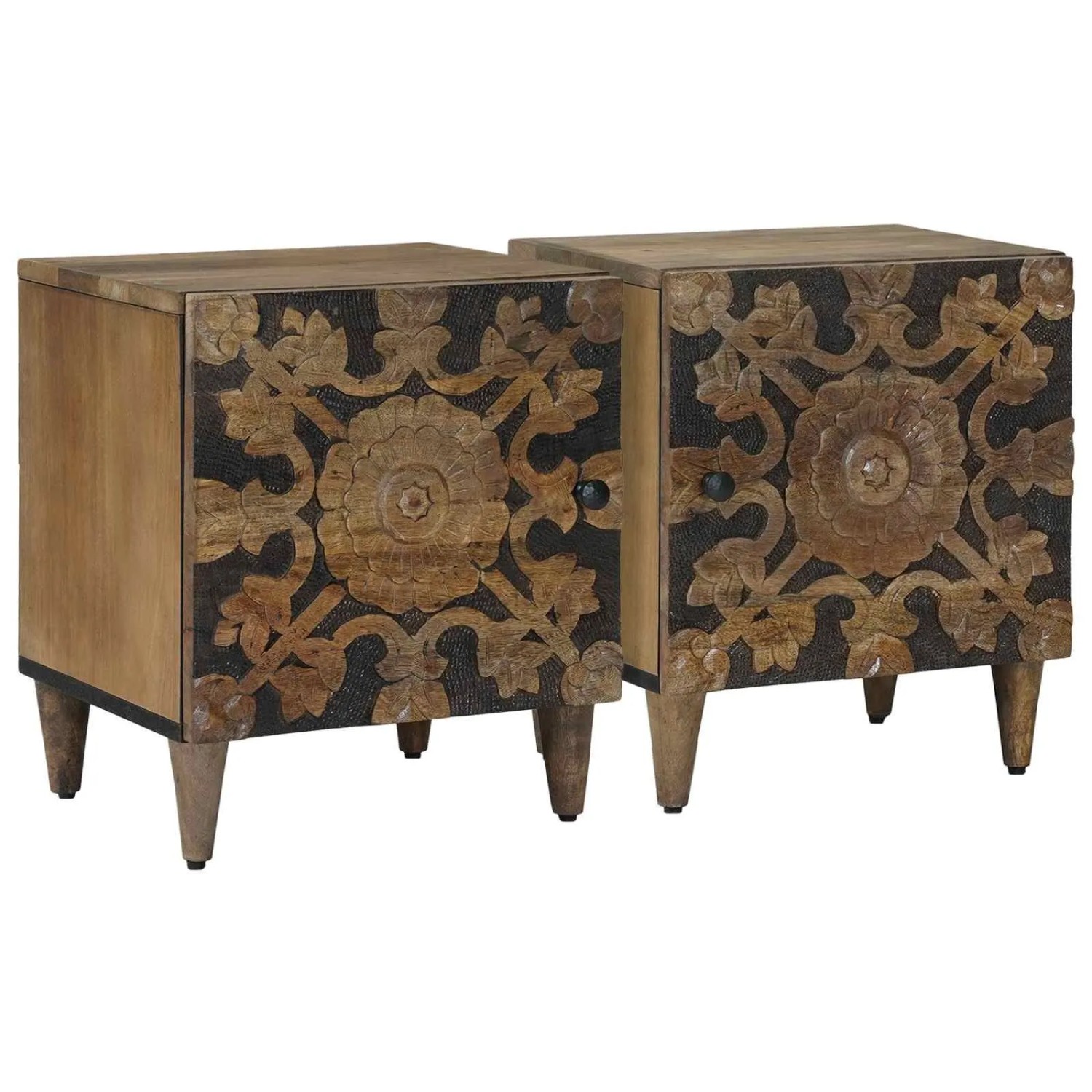 vidaXL Nachttisch 2 Stk Braun 40 x 33,5 x 46 cm Massivholz Mango 4018329