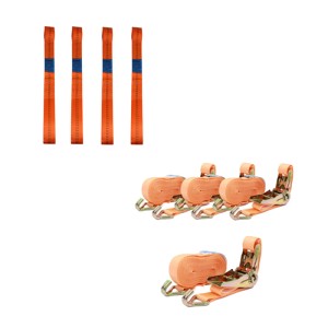 TRUTZHOLM Motorrad Spanngurte Set: 4 Gurtschlaufen und 4 Spanngurte, orange.