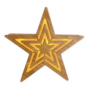 Näve LED-Weihnachtsdeko Stern, 33 cm, aus Holz mit warmweißen Lichtern für Innen.