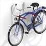 SOTECH OrgaTech 2er Set Fahrrad-Wandhalter aus verzinktem Metall mit rotem Gummischutz, hält ein blaues Fahrrad.