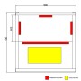 Skizze der Dewello Infrarotkabine Milton 90x90 mit Vollspektrum- und Karbonstrahler Anordnung.
