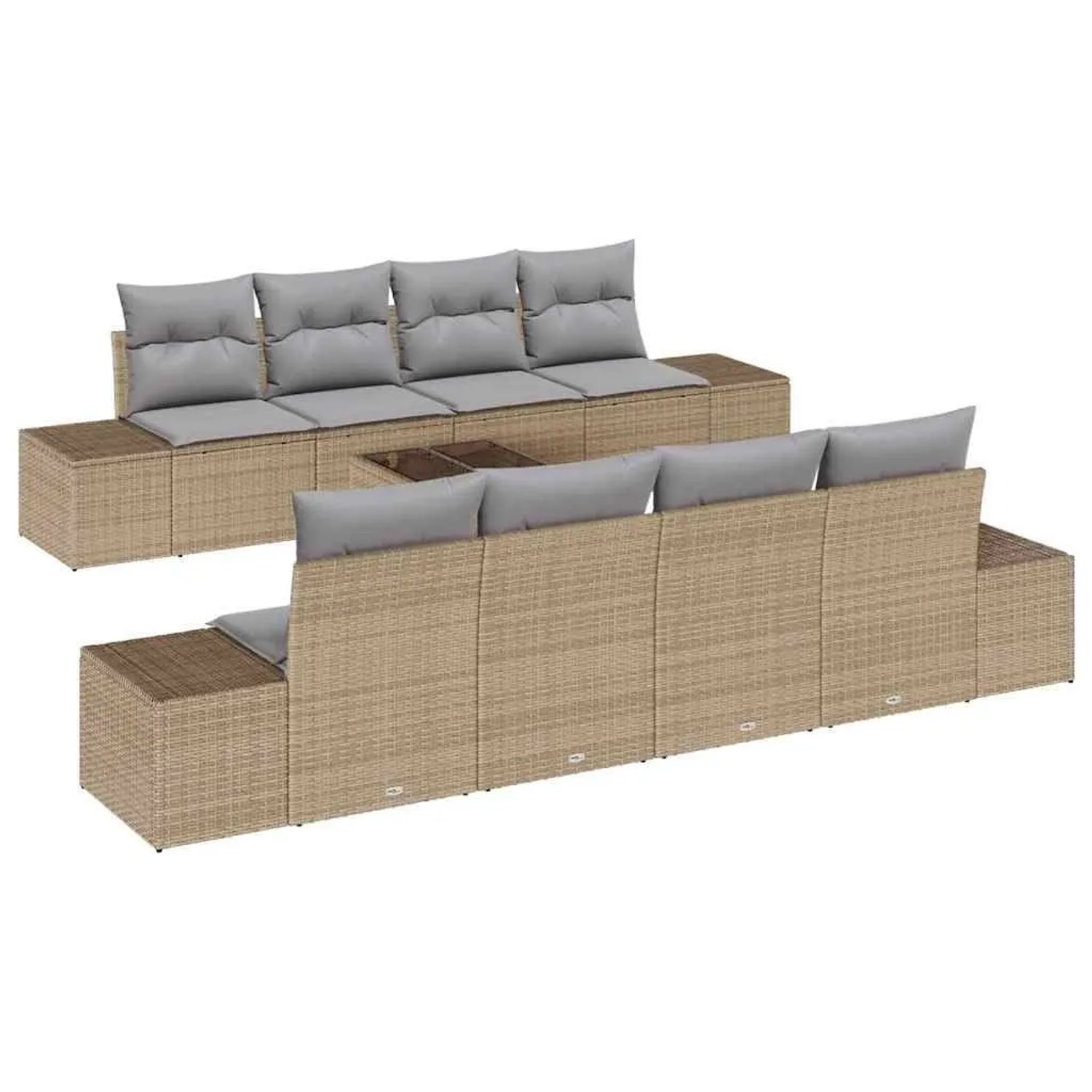 vidaXL Sofa Set mit Kissen 7-Tlg Beige und Hellgrau Poly-Rattan 3346990 günstig online kaufen