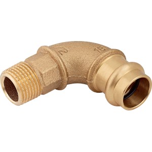 90 Grad Rotguss Press-Winkel, 18 mm x 21 mm (R 1/2), für Kupferrohr-Installationen.