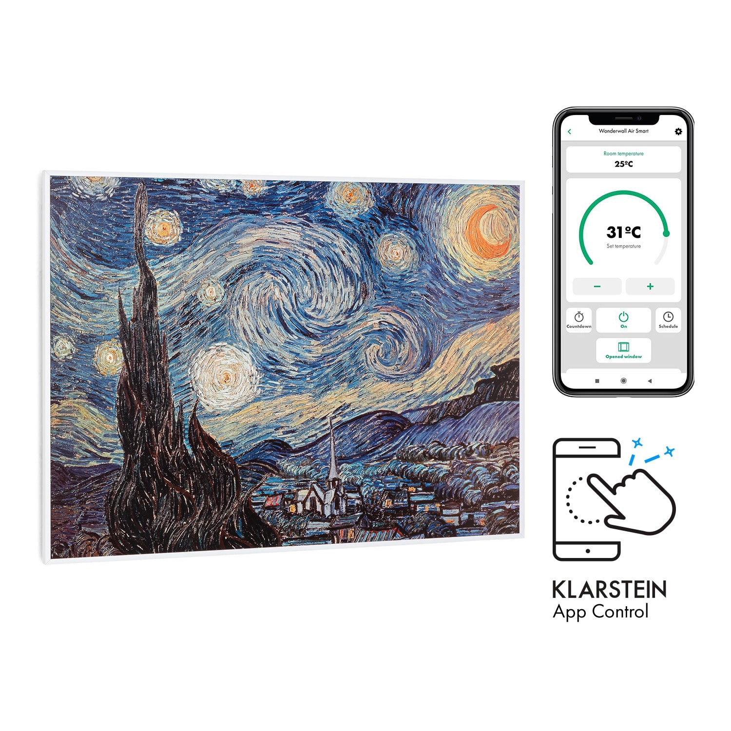 Klarstein Wonderwall Air Art Smart Infrarotheizung 80x60 cm 500 W Wandmonta günstig online kaufen