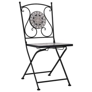 vidaXL Mosaik-Bistrostühle 2 Stk Grau 46716