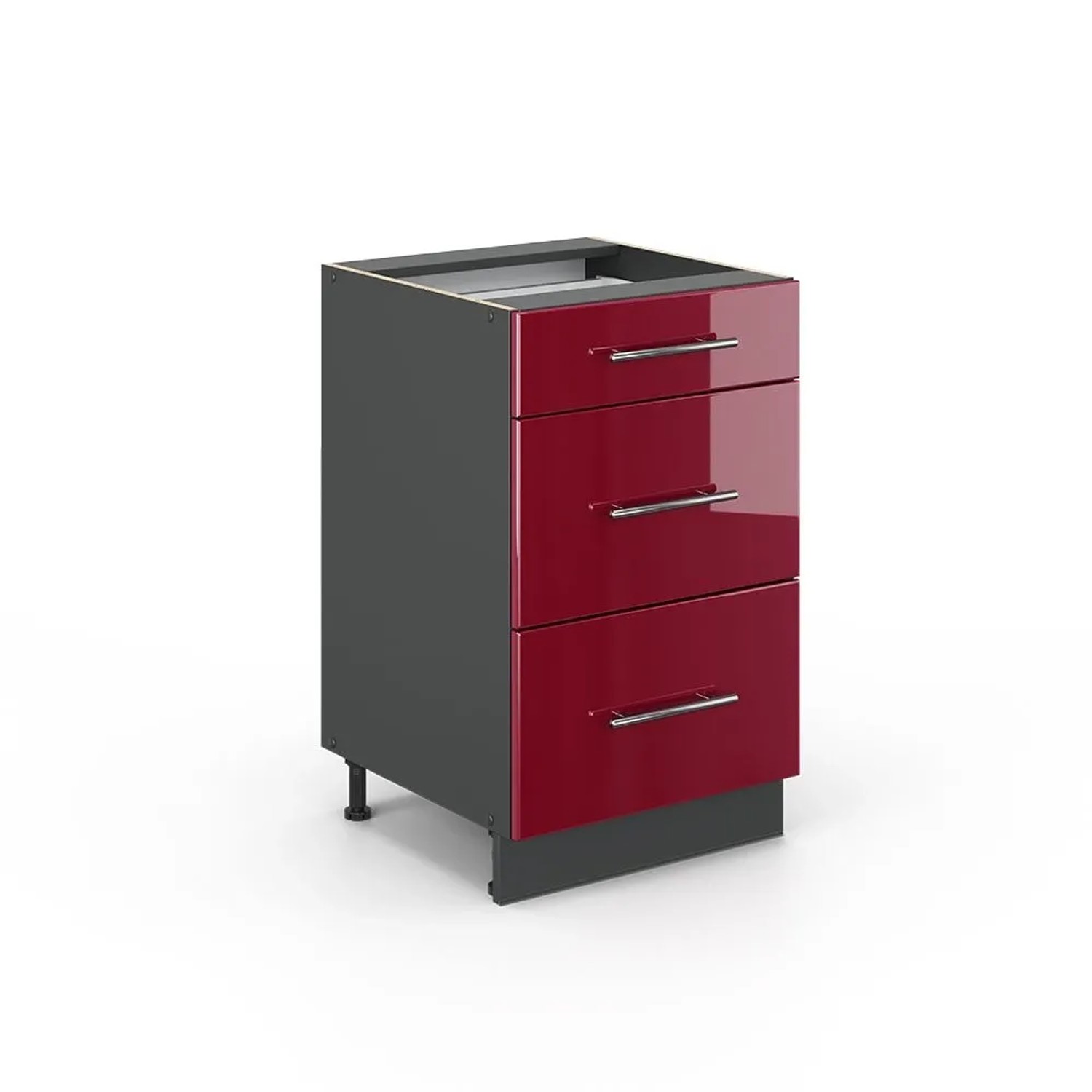 Vicco Küchenunterschrank Fame-Line Bordeaux Hochglanz Anthrazit 50 cm ohne Arbeitsplatte