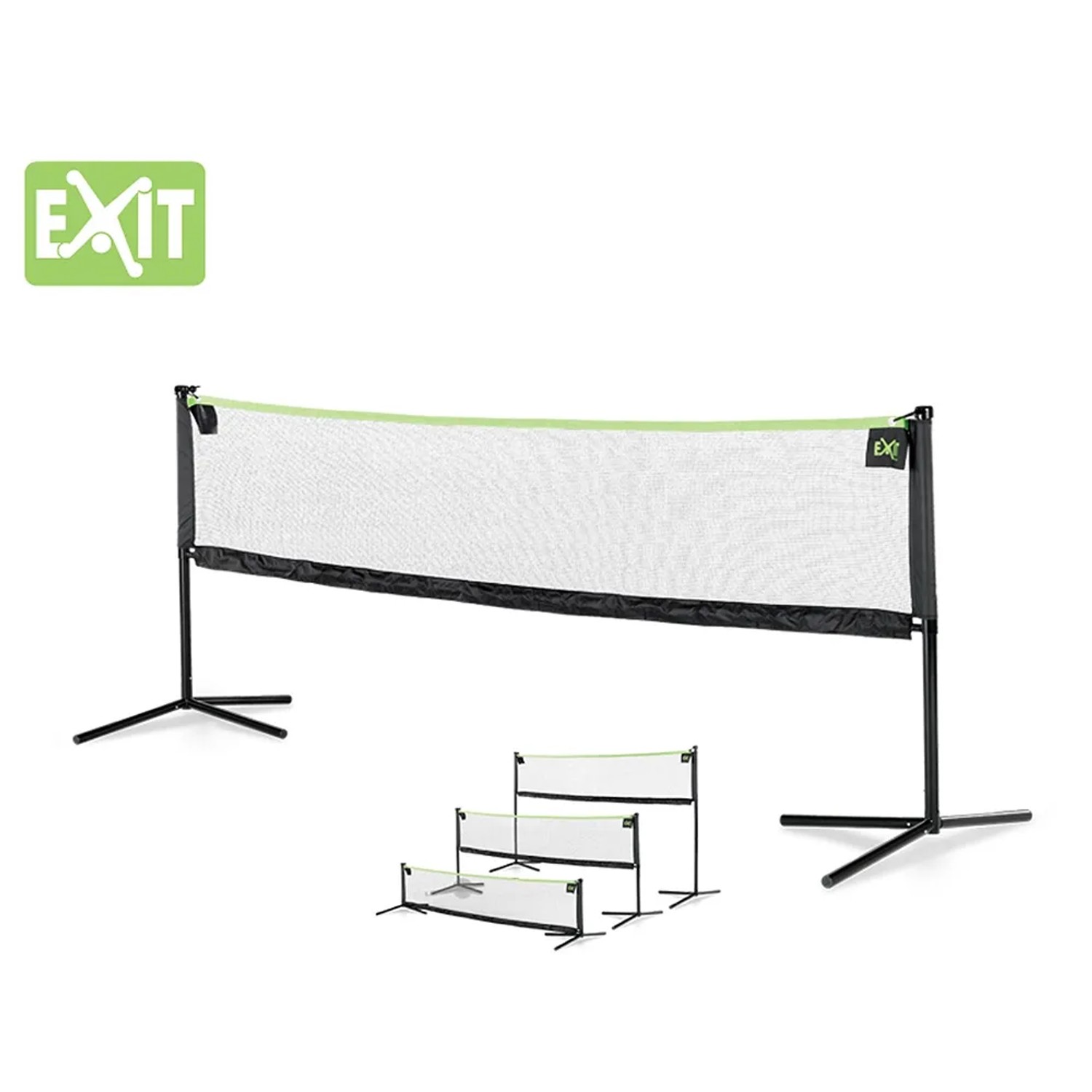 Schwarzes, verstellbares EXIT Sportnetz (155x300cm) für Spiel & Spaß, in verschiedenen Höhen.