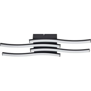 Moderne LED Deckenleuchte Nerano in Schwarz Matt, 52,5 cm, warmweißes Licht.