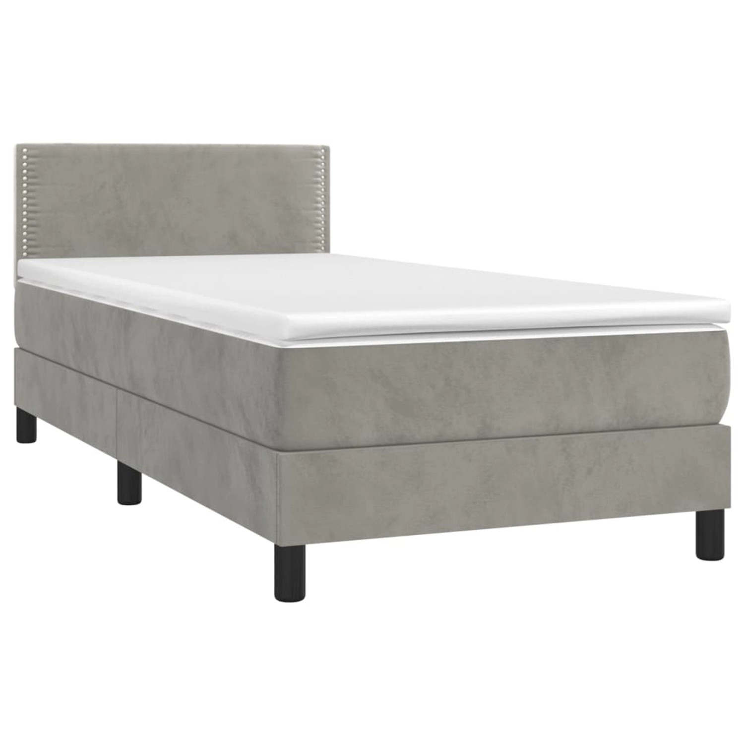 vidaXL Boxspringbett mit Matratze & LED Hellgrau 100x200 cm Samt 3134327 günstig online kaufen