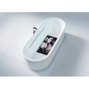 Wenko Wanneneinlage Peony, 70x40 cm, mit Pfingstrosen-Motiv in Badewanne.