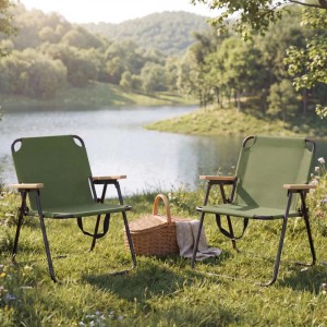 MCW 2er-Set Campingstuhl Q43 Klappbar Bambus Metall Stoff/Textil Grün