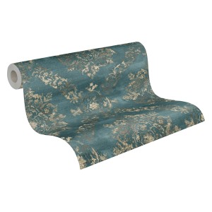 A.S. Création Vliestapete mit Barock Ornament in Grün und Blau. Vintage Design für stilvolle Wände.