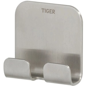 Tiger Doppelhaken Colar, gebürsteter Edelstahl, selbstklebend, ideal für Handtücher.