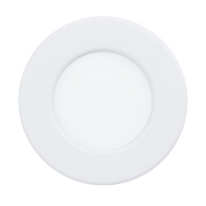 Weiße, runde EGLO LED Einbauleuchte mit satiniertem Diffusor. Moderner, flacher LED-Einbaustrahler für Feuchträume.