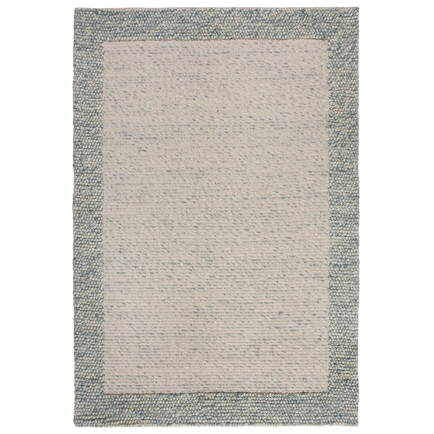 Flair Rugs Wollteppich Bobble Border 200 cm x 290 cm Blau