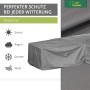 Graue Schutzhülle für Mehr Garten Premium Loungegruppe L-Form, asymmetrisch, 325x270x80 cm.
